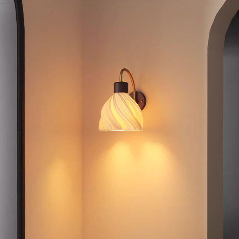 French Petal Skirt Iron Wood PLA 1-Light Wall Sconce Lamp