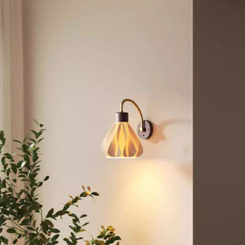 French Petal Skirt Iron Wood PLA 1-Light Wall Sconce Lamp