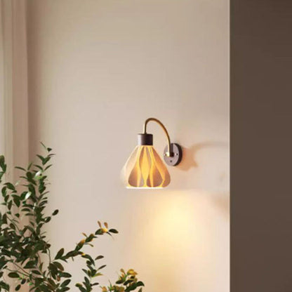 French Petal Skirt Iron Wood PLA 1-Light Wall Sconce Lamp