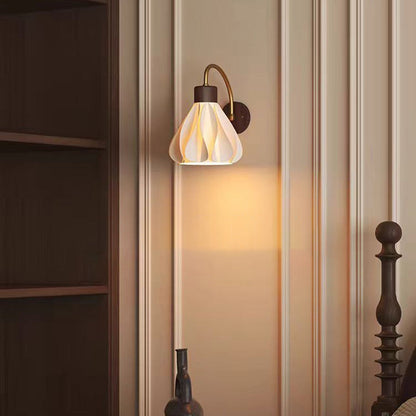 French Petal Skirt Iron Wood PLA 1-Light Wall Sconce Lamp
