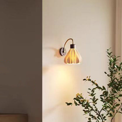 French Petal Skirt Iron Wood PLA 1-Light Wall Sconce Lamp