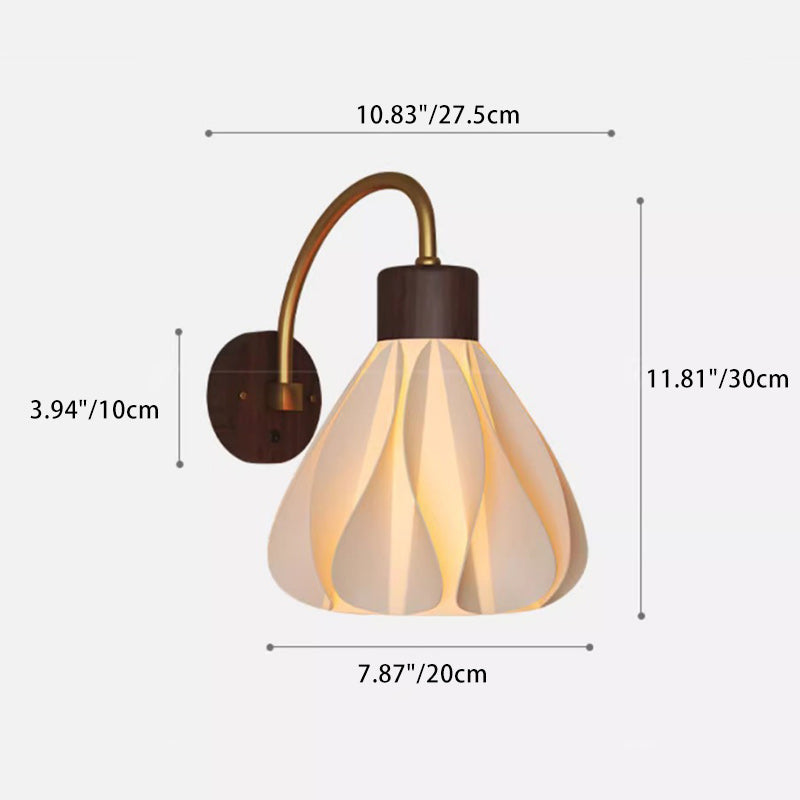 French Petal Skirt Iron Wood PLA 1-Light Wall Sconce Lamp