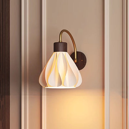 French Petal Skirt Iron Wood PLA 1-Light Wall Sconce Lamp
