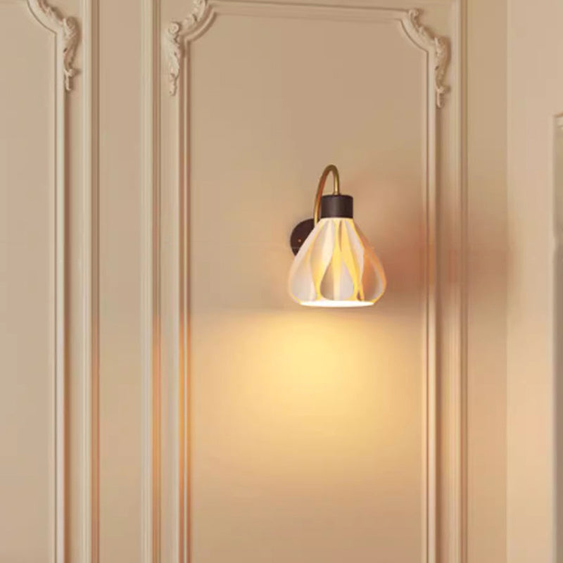 French Petal Skirt Iron Wood PLA 1-Light Wall Sconce Lamp
