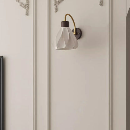 French Petal Skirt Iron Wood PLA 1-Light Wall Sconce Lamp