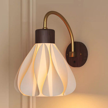 French Petal Skirt Iron Wood PLA 1-Light Wall Sconce Lamp