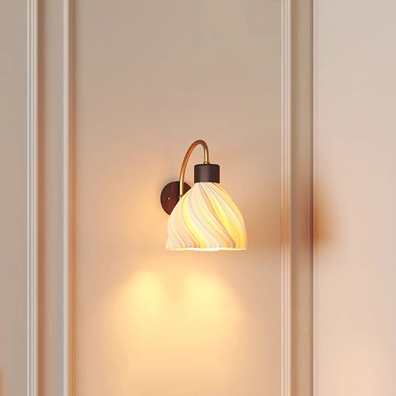 French Petal Skirt Iron Wood PLA 1-Light Wall Sconce Lamp