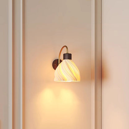 French Petal Skirt Iron Wood PLA 1-Light Wall Sconce Lamp