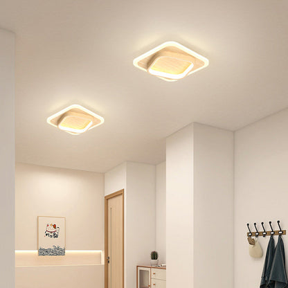 Contemporary Scandinavian Iron Acrylic Round Square LED Flush Mount Ceiling Light For Hallway