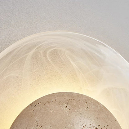 Travertine Round Smoke Textured Zipper LED Wall Sconce Lamp