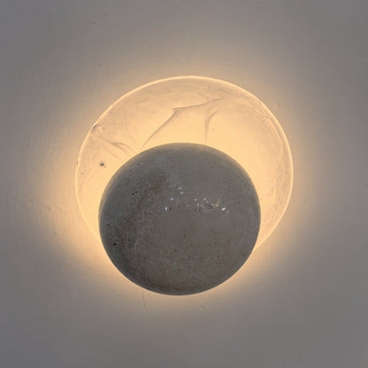 Travertine Round Smoke Textured Zipper LED Wall Sconce Lamp
