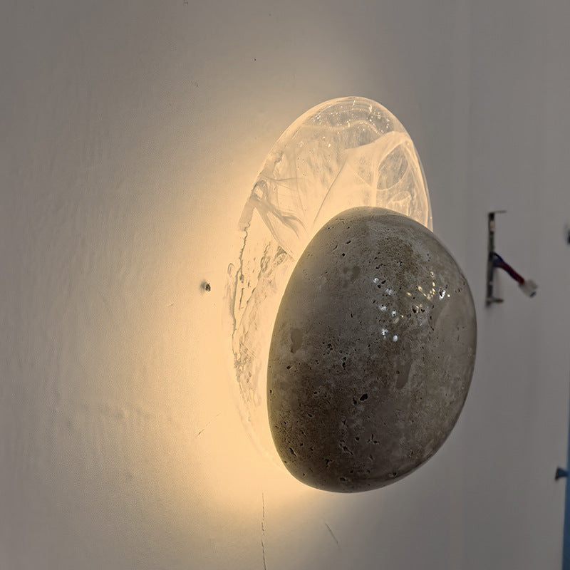 Travertine Round Smoke Textured Zipper LED Wall Sconce Lamp