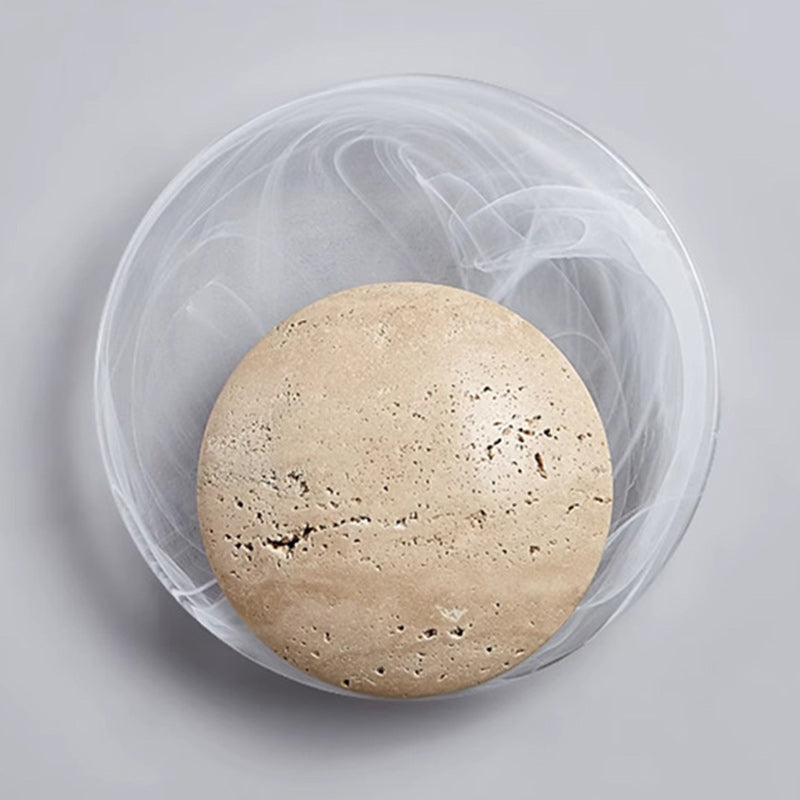 Travertine Round Smoke Textured Zipper LED Wall Sconce Lamp