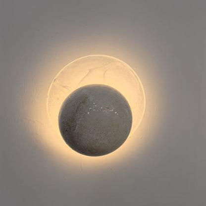 Travertine Round Smoke Textured Zipper LED Wall Sconce Lamp