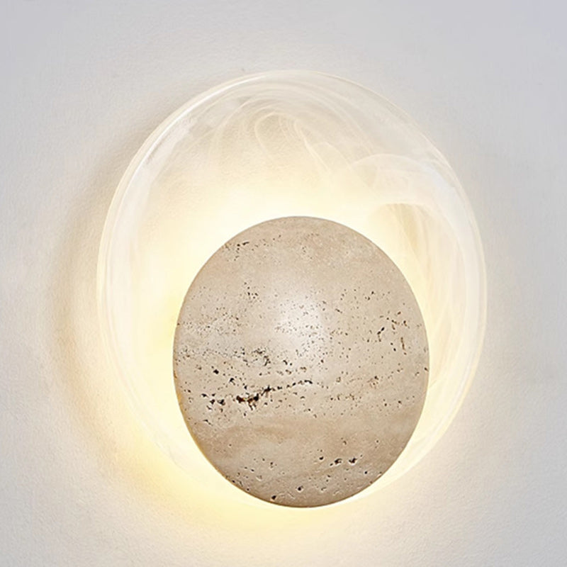 Travertine Round Smoke Textured Zipper LED Wall Sconce Lamp