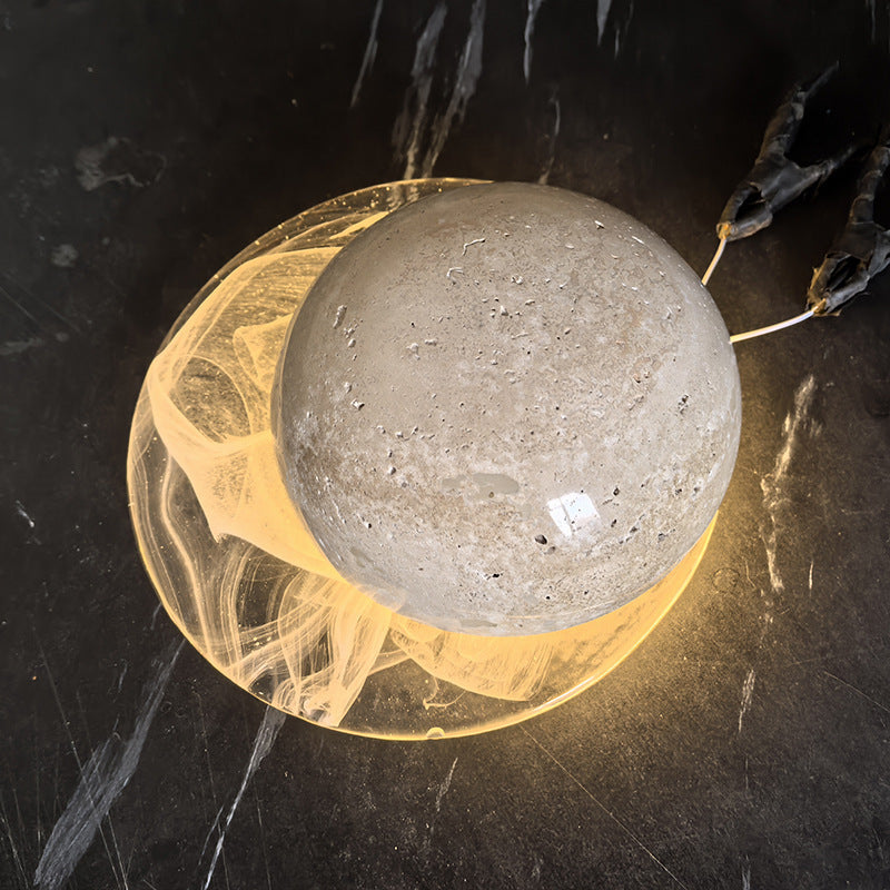 Travertine Round Smoke Textured Zipper LED Wall Sconce Lamp
