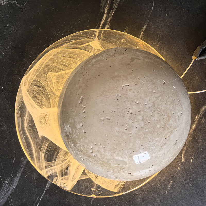 Travertine Round Smoke Textured Zipper LED Wall Sconce Lamp