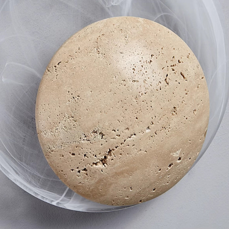 Travertine Round Smoke Textured Zipper LED Wall Sconce Lamp