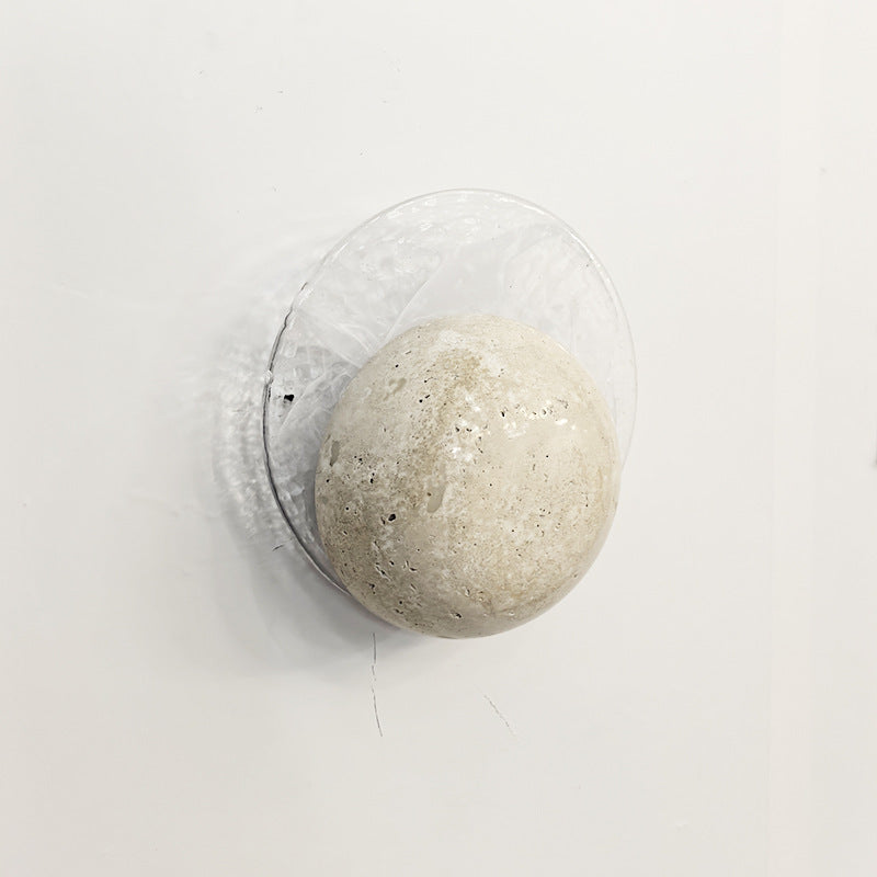 Travertine Round Smoke Textured Zipper LED Wall Sconce Lamp