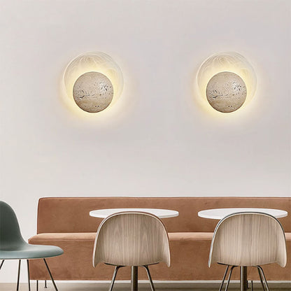 Travertine Round Smoke Textured Zipper LED Wall Sconce Lamp