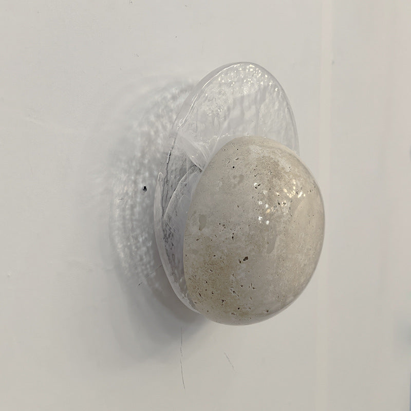 Travertine Round Smoke Textured Zipper LED Wall Sconce Lamp