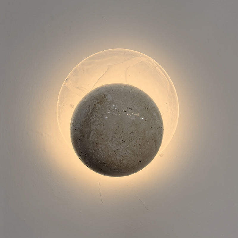 Travertine Round Smoke Textured Zipper LED Wall Sconce Lamp