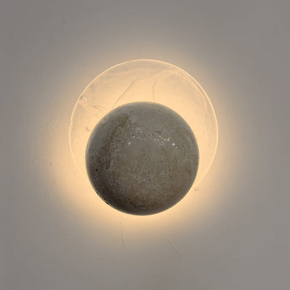 Travertine Round Smoke Textured Zipper LED Wall Sconce Lamp