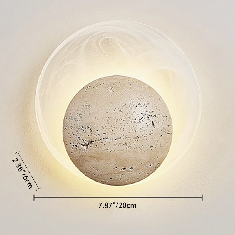 Travertine Round Smoke Textured Zipper LED Wall Sconce Lamp
