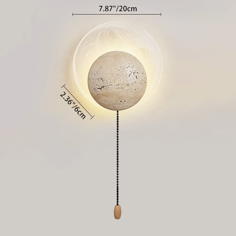 Travertine Round Smoke Textured Zipper LED Wall Sconce Lamp
