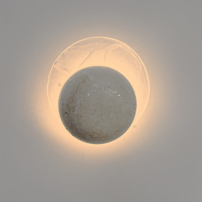 Travertine Round Smoke Textured Zipper LED Wall Sconce Lamp