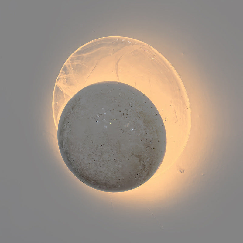 Travertine Round Smoke Textured Zipper LED Wall Sconce Lamp
