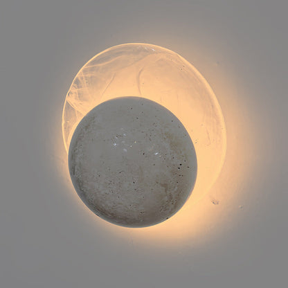 Travertine Round Smoke Textured Zipper LED Wall Sconce Lamp