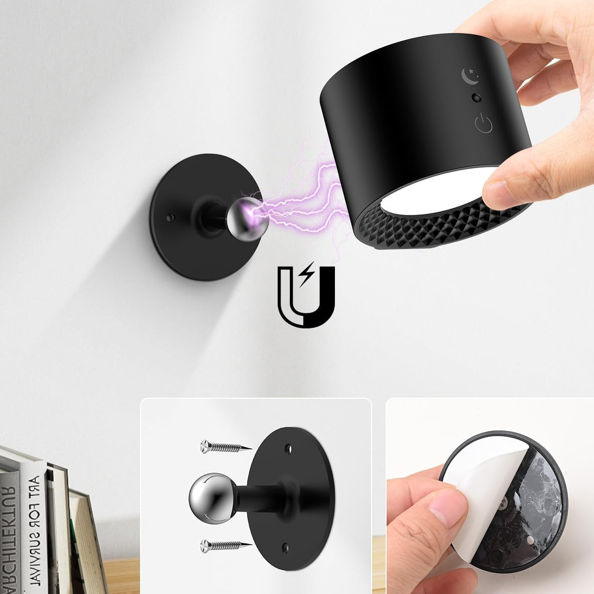 Rechargeable ABS PC LED Wall Sconce Lamp Night Light