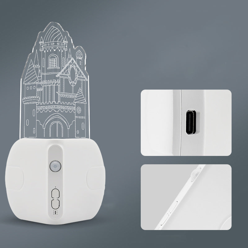 Deco ABS Acrylic Castle LED Wall Sconce Lamp Night Light