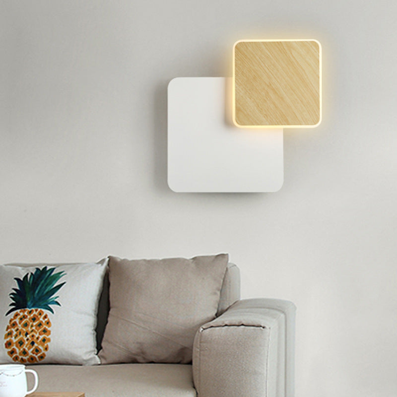 Scandinavian Round Square Rotatable LED Wall Sconce Lamp