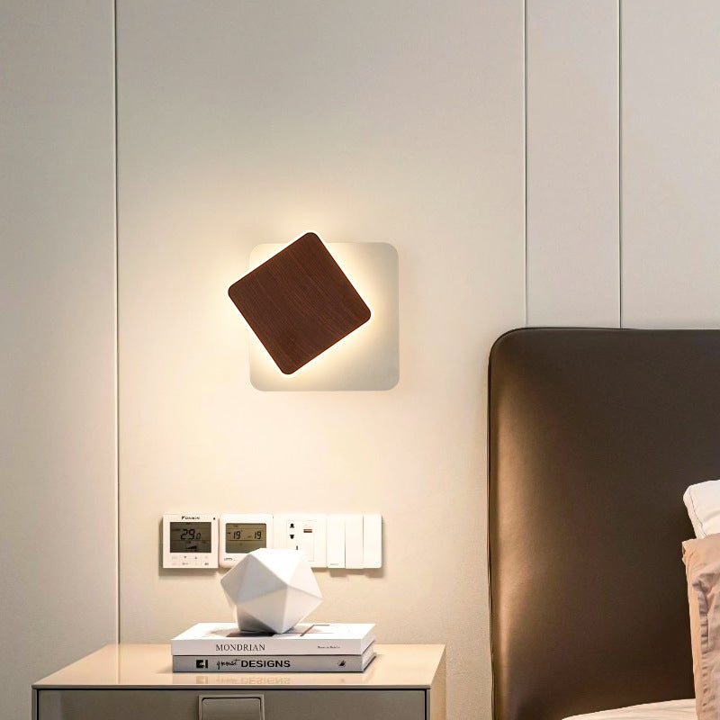 Scandinavian Round Square Rotatable LED Wall Sconce Lamp