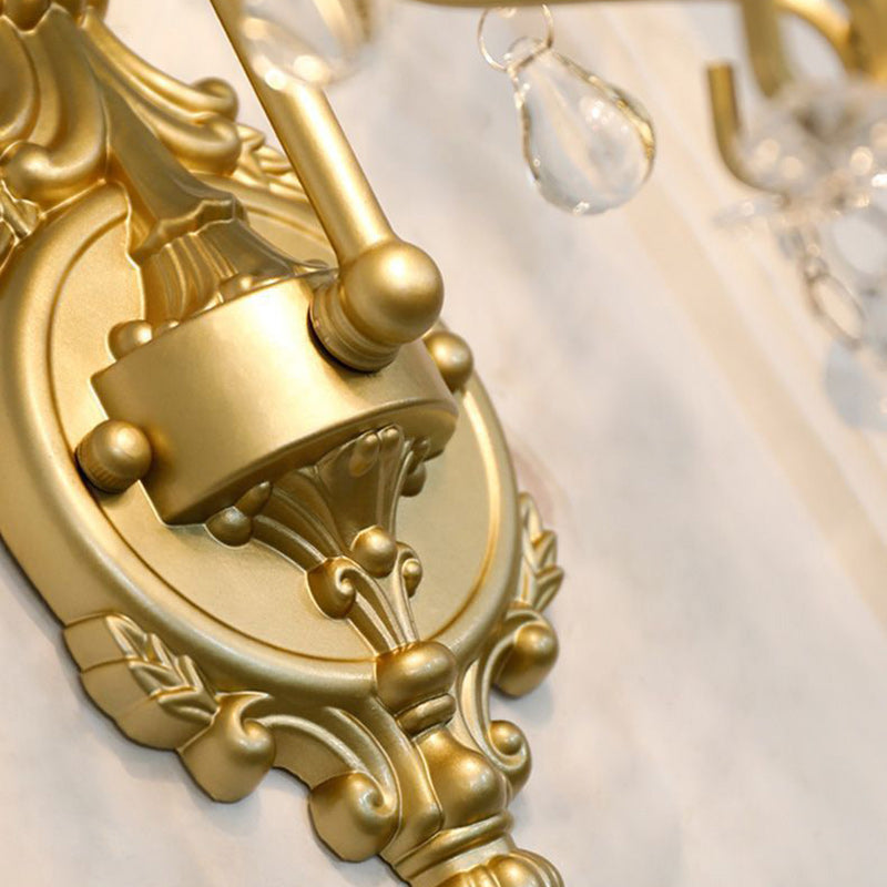 French Crystal Drop Lantern 1-Light Wall Sconce Lamp