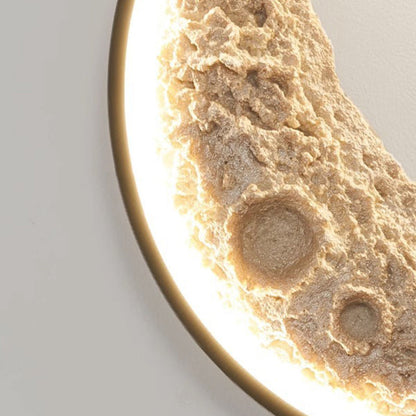 Art Deco Round Moon Hardware Resin LED Wall Sconce Lamp