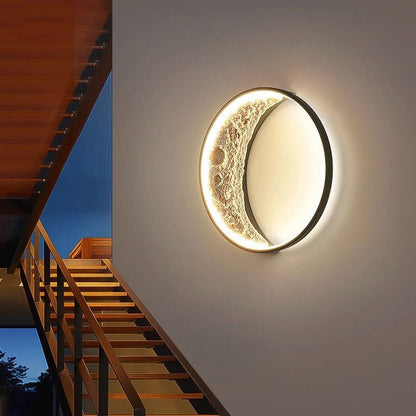 Art Deco Round Moon Hardware Resin LED Wall Sconce Lamp