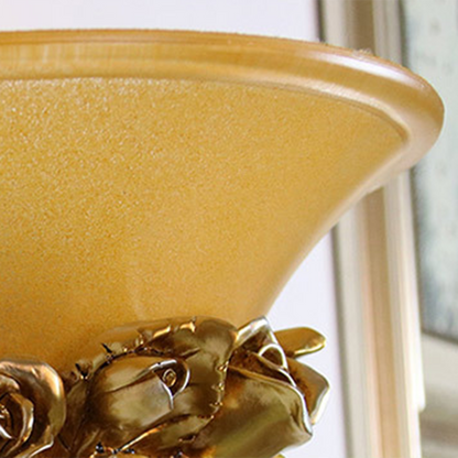 Resin Hardware Flower Frosted Horn 1-Light Wall Sconce Lamp