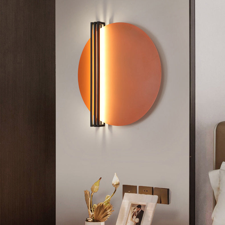 Scandinavian Aluminum Round Pinstripe LED Wall Sconce Lamp