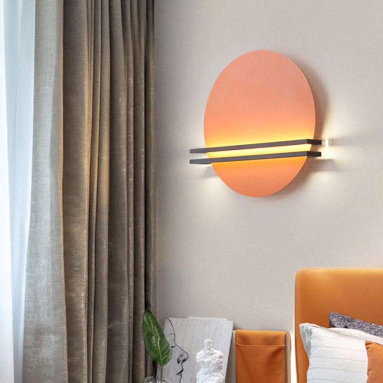 Scandinavian Aluminum Round Pinstripe LED Wall Sconce Lamp