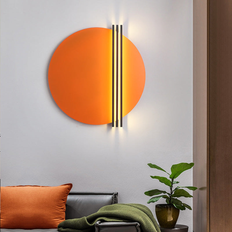 Scandinavian Aluminum Round Pinstripe LED Wall Sconce Lamp