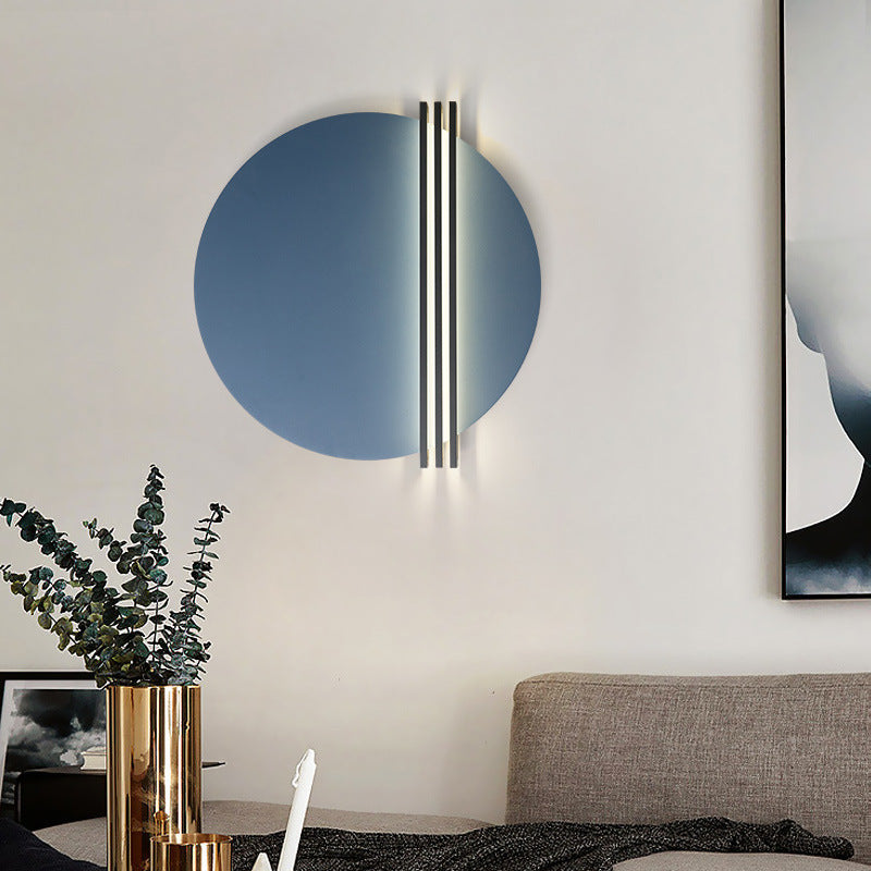 Scandinavian Aluminum Round Pinstripe LED Wall Sconce Lamp