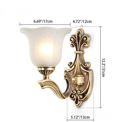 Copper Hardware Bell Floral 1/2 Light Wall Sconce Lamp