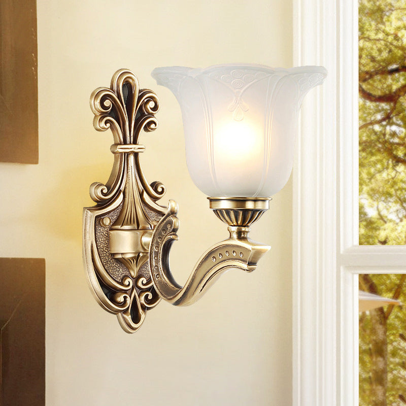 Copper Hardware Bell Floral 1/2 Light Wall Sconce Lamp