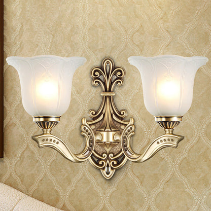 Copper Hardware Bell Floral 1/2 Light Wall Sconce Lamp