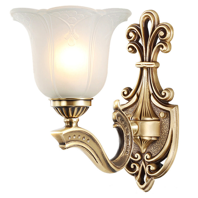 Copper Hardware Bell Floral 1/2 Light Wall Sconce Lamp