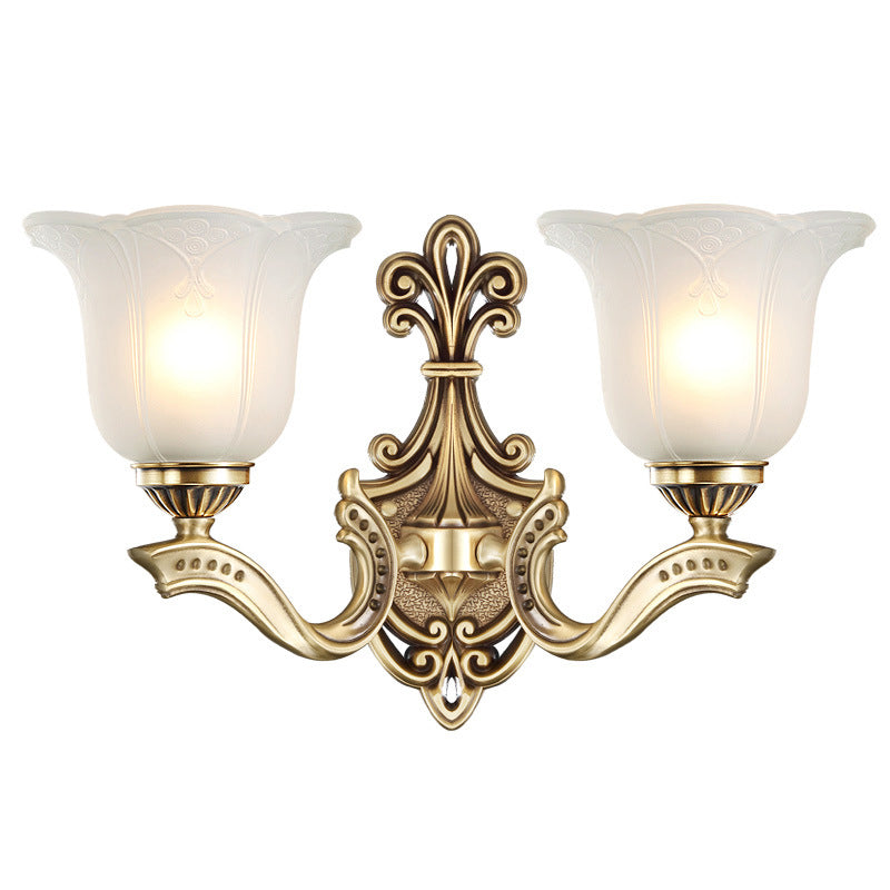 Copper Hardware Bell Floral 1/2 Light Wall Sconce Lamp