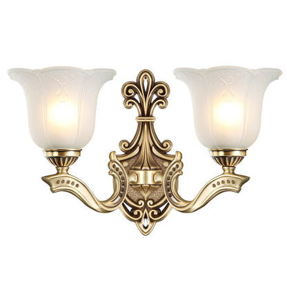 Copper Hardware Bell Floral 1/2 Light Wall Sconce Lamp